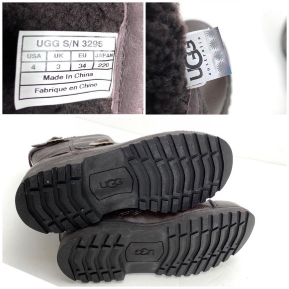 Ugg Cowen Cap toe Sheepskin Leather Biker Moto Boot in Brown Size 4 SN 3295 - Picture 10 of 11